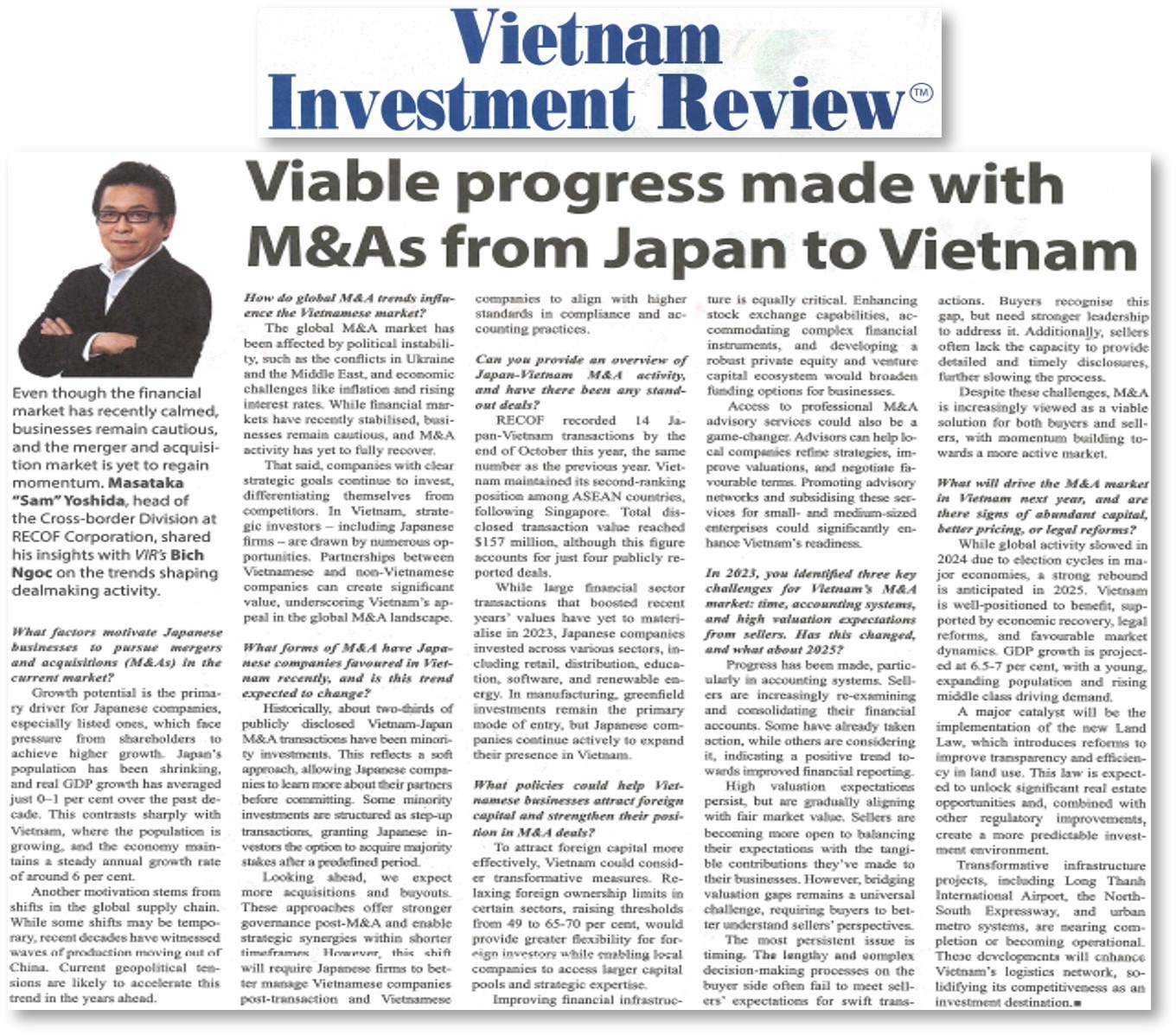 Posted on the ”Vietnam Investment Review”.